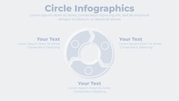 Vettore concetto creativo di infografica diagramma di flusso neumorfico con diapositiva di presentazione in 3 passaggi