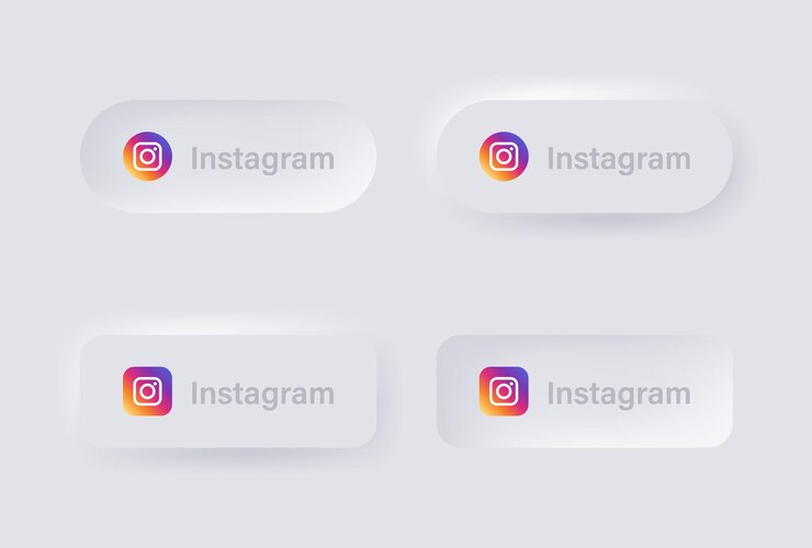 Vector ニューモルフィックインスタグラムロゴアイコン人気のソーシャルメディアアイコンニューモルフィズムボタンのロゴuiux