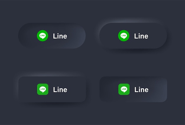 Neumorphic line logo icoon in zwarte knop voor social media iconen logo's in neumorphism buttons