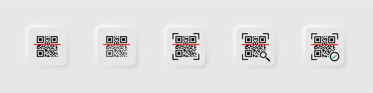 Vector neumorphic qr code. neumorphism qr code scanning. scan me. reading bar code, generating app, coding. recognition or reading qr code in flat style. vector  graphic.  eps 10