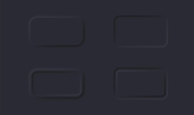 Vector neumorphic rectangle set dark style web elements 3d design