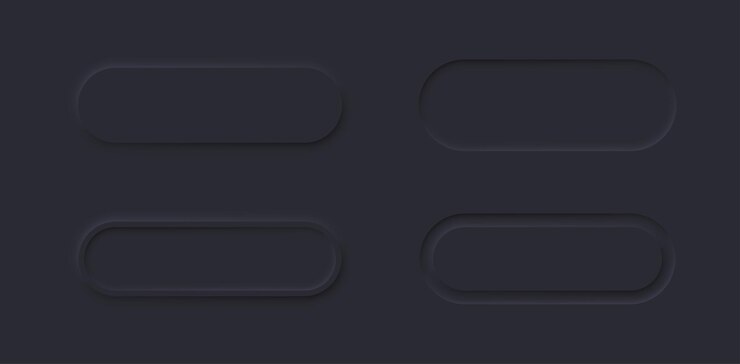Vector neumorphic rectangle set dark style web elements 3d design