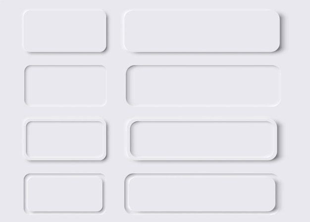ニューモルフィック四角形 ニューモルフィック UI デザイン要素のセット ベクトル図