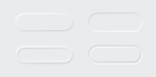Neumorphic 사각형 세트 화이트 스타일 웹 요소 3d 디자인