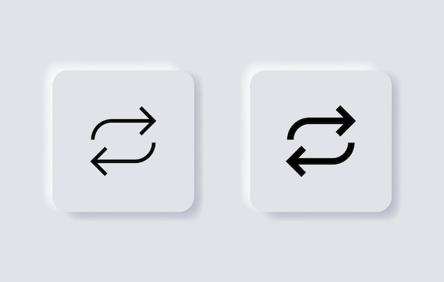 Neumorphic refresh icon or repeat reload arrow symbol for ui ux app web in white neumorphism buttons