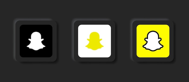 Vector neumorphic snapchat logo icon for popular social media icons logos in neumorphism buttons