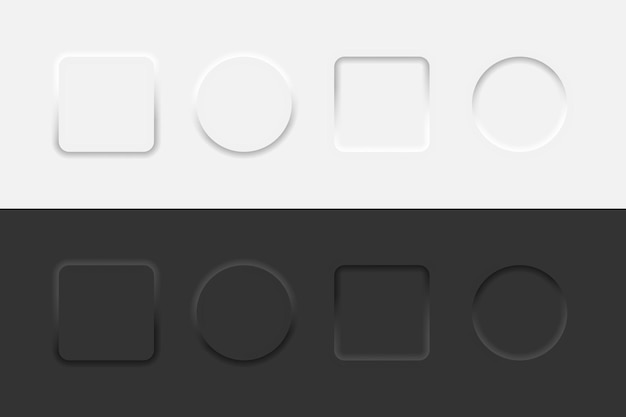 Premium Vector | Neumorphic Square And Round Buttons White And Black  Geometric Shapes In A Trendy Neumorphism Style