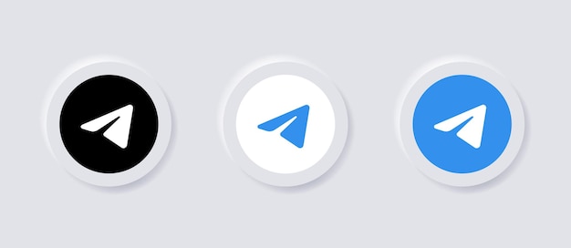 Neumorphic telegram logo icon for popular social media icons logos in neumorphism buttons