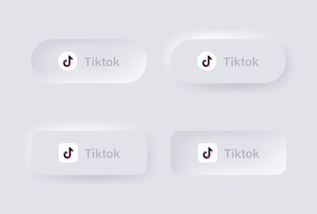 Neumorphic tiktok logo icon for popular social media icons logos in neumorphism buttons ui ux