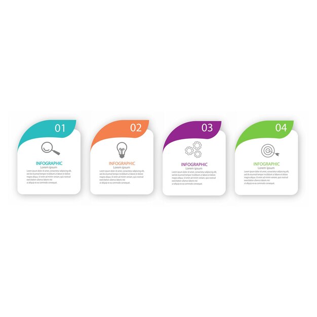 Neumorphic 타임라인 인포그래픽 Skeuomorph 개념(4가지 옵션 부품 단계 또는 프로세스 포함)