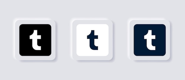 Neumorphic tumblr logo icon for popular social media icons logos in neumorphism buttons