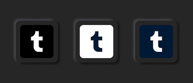 Neumorphic tumblr logo icon for popular social media icons logos in neumorphism buttons