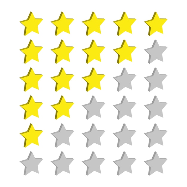 Neumorphicuiuxデザイン要素3dベクトル黄色の星評価システム白地に抽象的なneumorphismマテリアルデザイン星のアイコンセット達成ランクスケール顧客製品評価レビュー