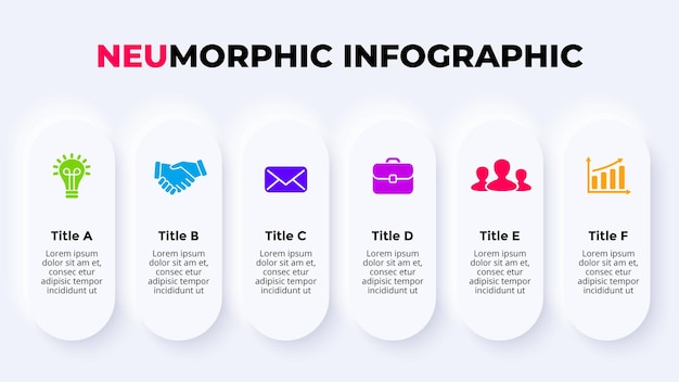 Neumorphic Vector Infographic Presentatiediasjabloon Schone minimale vlakke stijl Bannerelement