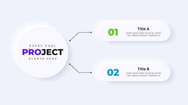 Vector neumorphic vector infographic presentation slide template clean minimal flat style