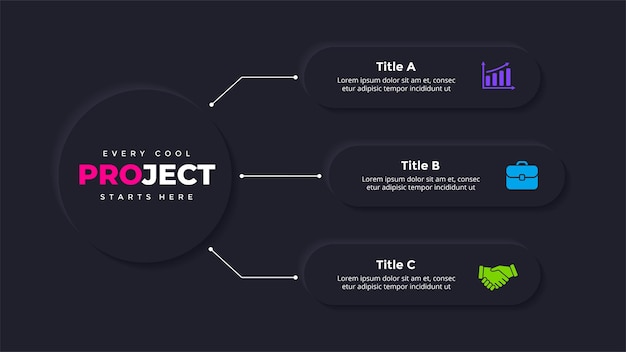 Neumorphic Vector Infographic 프레젠테이션 슬라이드 템플릿 깨끗 한 최소한의 평면 스타일