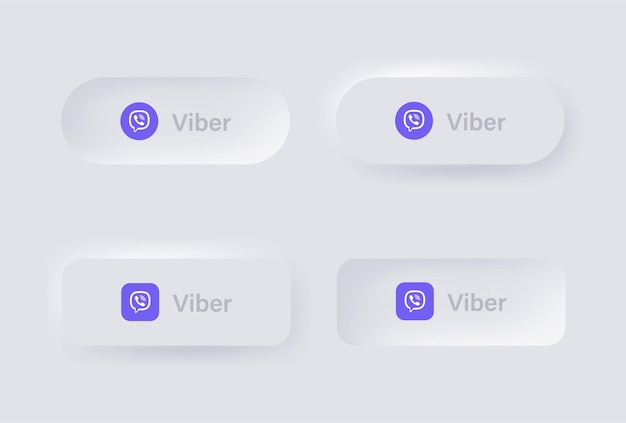 벡터 neumorphism 버튼 ui ux의 인기 있는 소셜 미디어 아이콘 로고에 대한 neumorphic viber 로고 아이콘