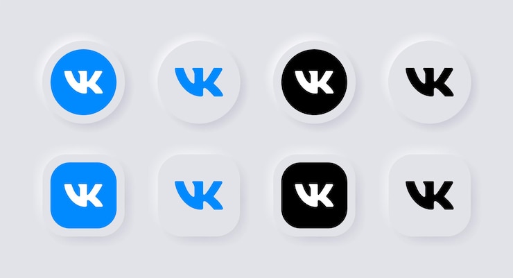 Neumorphic vk vkontakte logo icon для популярных социальных сетей значки логотипов в пользовательском интерфейсе кнопок neumorphism