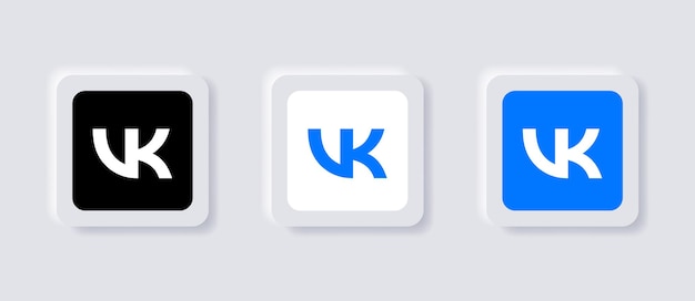 Neumorphic vkontakte vk logo icoon voor populaire social media iconen logo's in neumorphism buttons