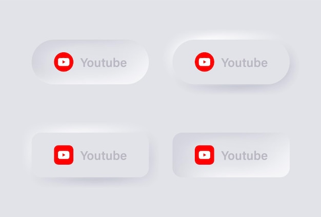 neumorphic youtube logo icon for popular social media icons logos in neumorphism buttons ui ux