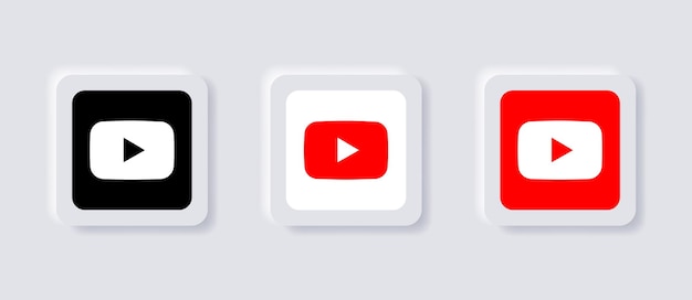 Neumorphic youtube-logopictogram voor populaire sociale-mediapictogrammenlogo's in neumorphism-knoppen