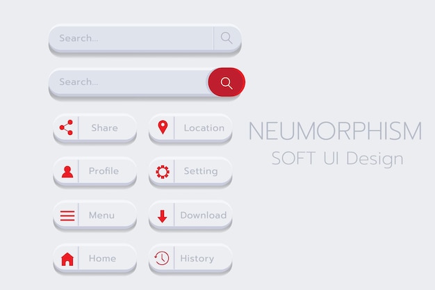 Neumorphism botton soft ui design