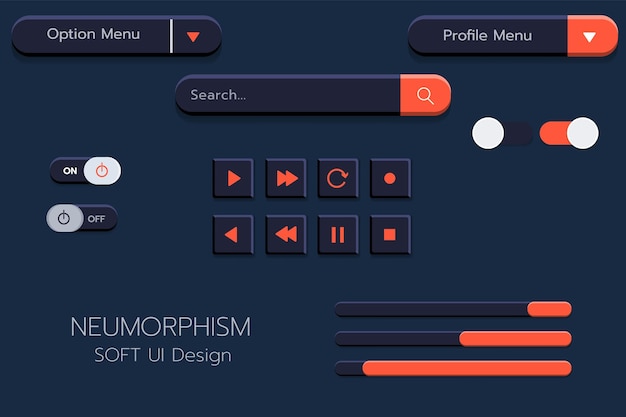 Neumorphism Botton Soft UI Design