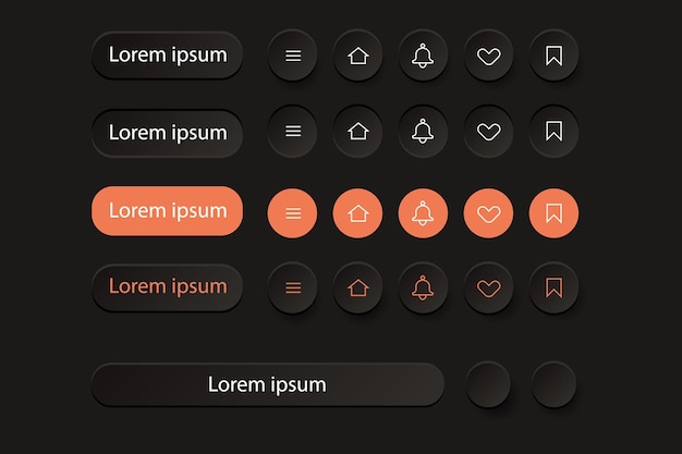 Vector neumorphism botton soft ui design