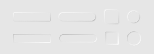 Neumorphismボタンのデザインセット。ニューモルフィックボタンコレクション。ベクトルコレクション。ネオモルフィズムベクトル。ボタンテンプレート。ユーザーインターフェース。ベクトルグラフィック。 EPS 10