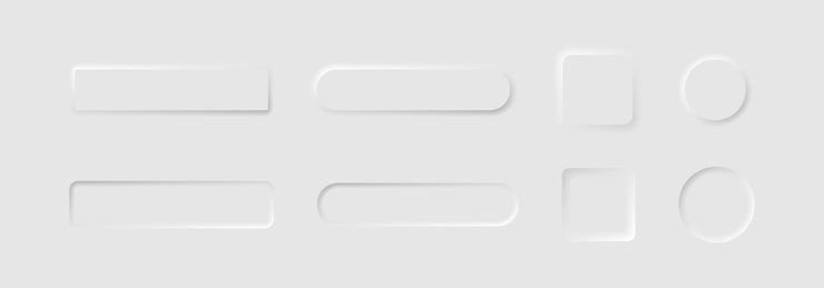 Vector neumorphism button design set. neumorphic buttons collection. vector collection. neomorphism vector. buttons template. user interface. vector graphic. eps 10