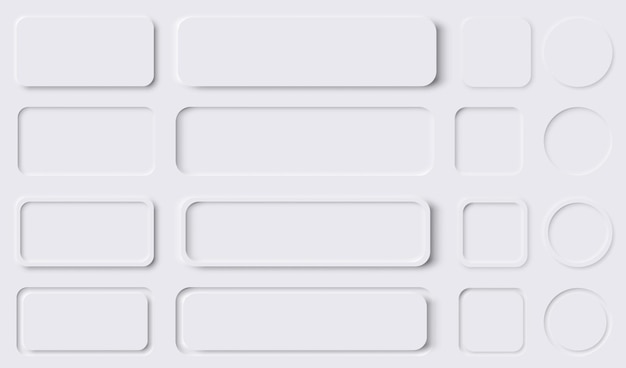 Вектор Набор кнопок дизайна neumorphism neumorphic ui design elements vector illustration