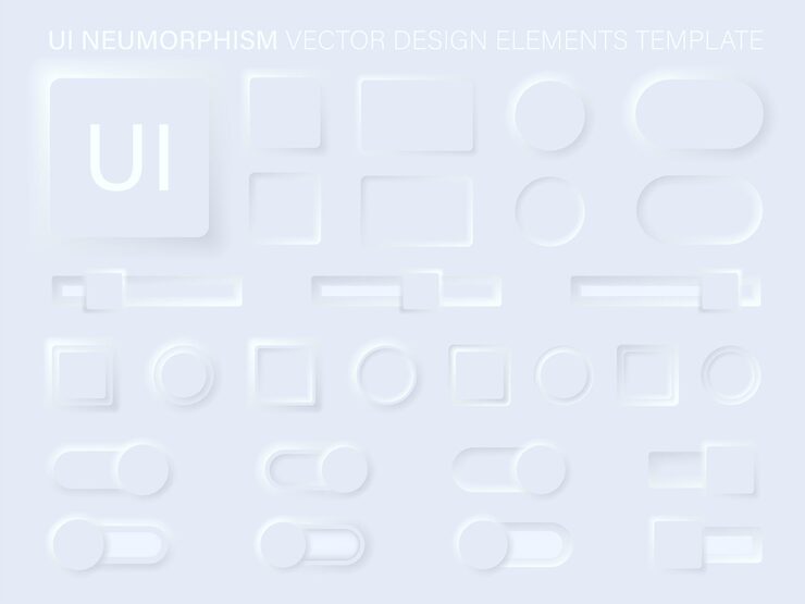 Vector neumorphism button design set. neumorphism user interface design set. neumorphism ui ux icons set. neumophic interface buttons set. 3d vector buttons neumorphic design . eps 10