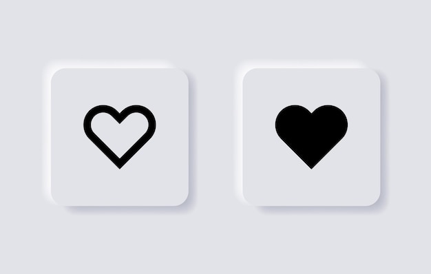 neumorphism like icon or love heart symbol for ui ux app web in white neumorphic buttons
