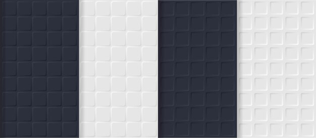 Neumorphismの正方形の背景セット。 Neumorphic UIUXインターフェイスデザイン。暗くて明るい三次元ニューモルフィックインターフェースの壁紙コレクション。 Neumorphismベクトルの背景。 EPS 10