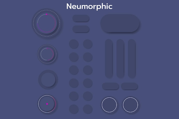 Neumorphism UI design element set. Simple trendy interface for applications.