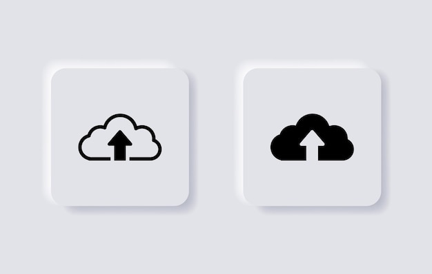 Neumorphism upload icon or cloud backup data symbol for ui ux app web in white neumorphic buttons