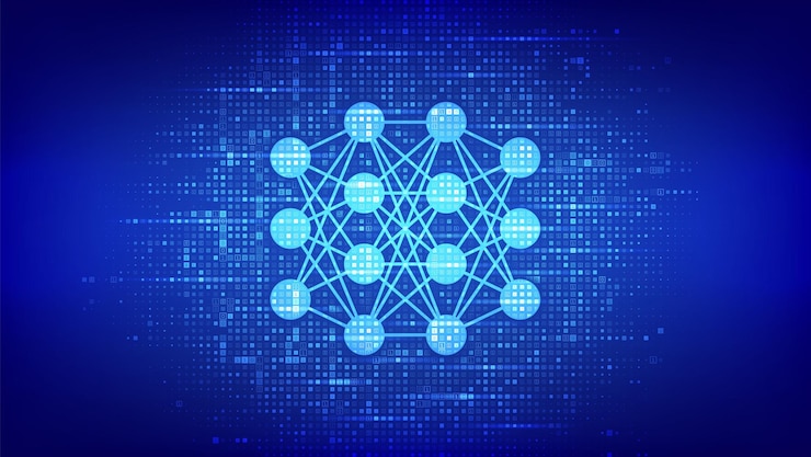 Vector neural network icon made with binary code ai artificial intelligence machine learning deep learning
