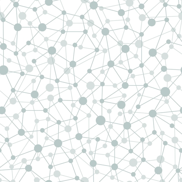 Vector neural network seamless pattern. neural network of nodes and connections. vector illustration on white background