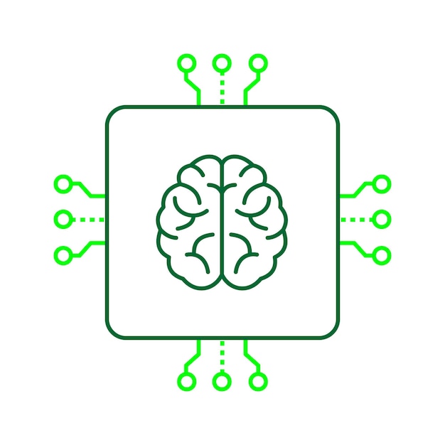 Neural Networks and Cognitive AI Brain Vector Icon Design