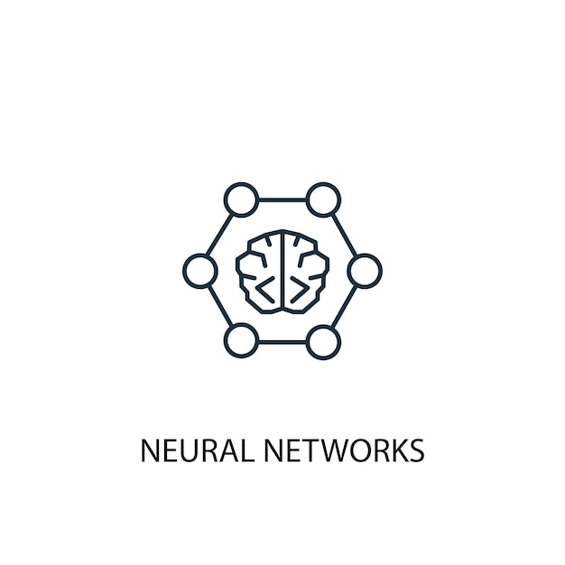 Значок линии концепции нейронных сетей. Простая иллюстрация элемента. нейронные сети концепция наброски символ дизайн. Может использоваться для веб- и мобильных UI / UX
