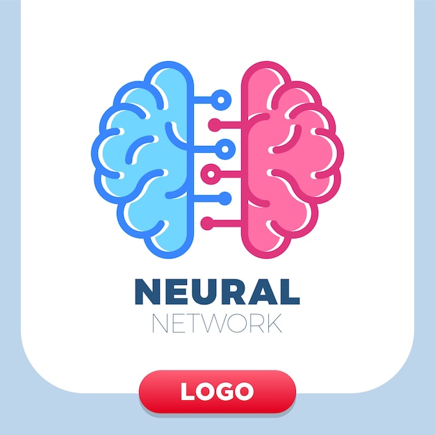 Reti neurali icona logo cervello umano.