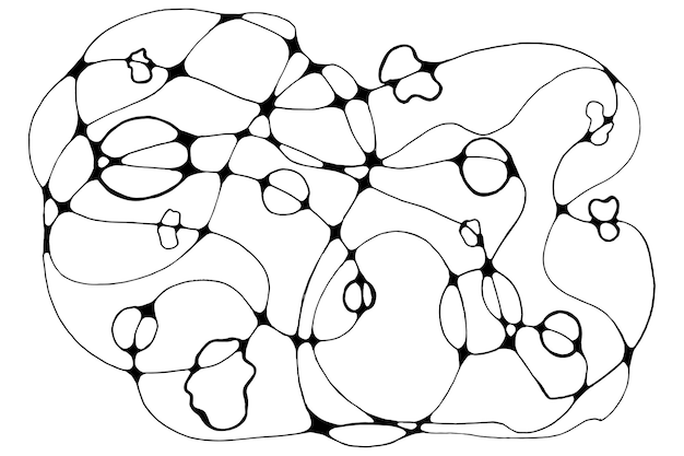 Vector neurografisch lijnen schets vectorillustratie abstracte chaotische golvende curven patroon hand getrokken monochroom neuroart