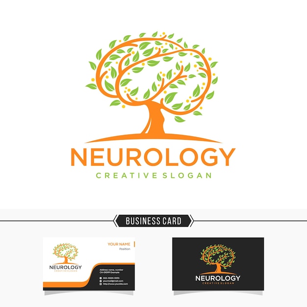 神経学ロゴデザインベクトルテンプレートと名刺