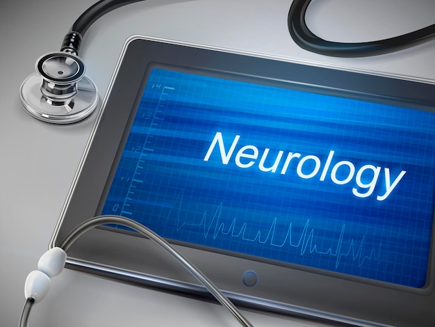 neurology word displayed on tablet