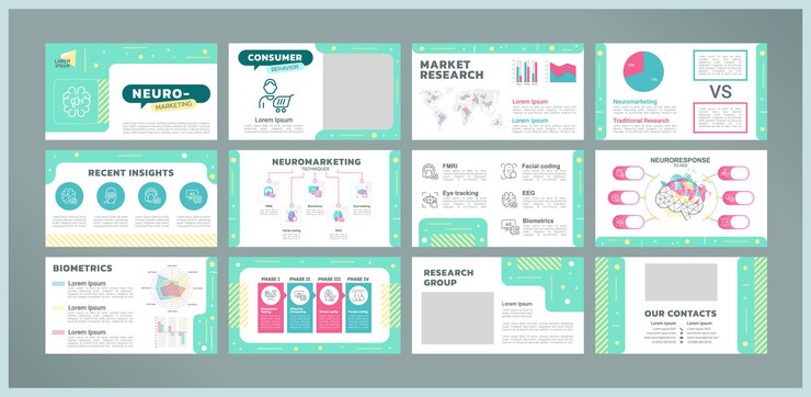 Vector neuromarketing presentation templates set