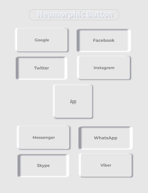 ニューロモルフィックデザインのユーザーインターフェイス要素とニューロモルフィックボタンのコレクション