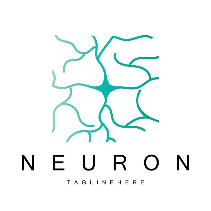 Vector neuron logo or brain nerve cell logo design template icon molecule atom brain cell logo illustration template with vector concept