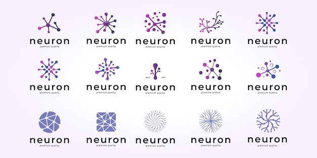 Vector neuron logo design bundle dna illustration vector set atom icon emblem bundle