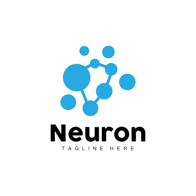 Neuron logo design vector nerve cell illustration molecular dna health brand