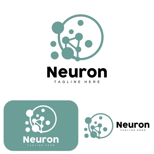Дизайн логотипа нейрона Векторная иллюстрация нервных клеток Бренд здоровья молекулярной ДНК